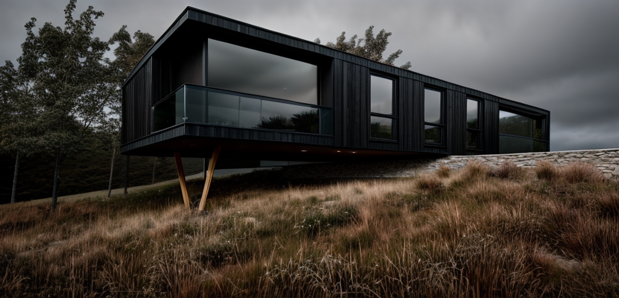 Black modern timber house